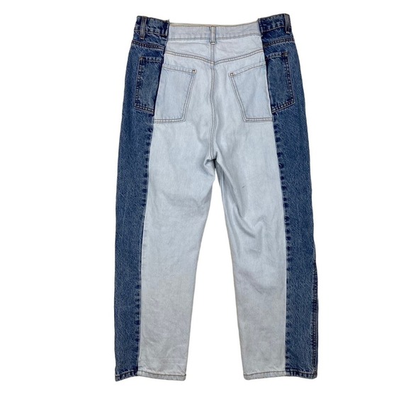 REVICE Two Tone Color Block Highrise Straight Leg Button Fly Mom Jeans Size 32 - Picture 2 of 10